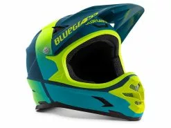 Fullface Cykelhjelme Bluegrass Intox Fullface Hjelm, Petrol Blue/Fluo Yellow, S/54-56cm - Cykelstellet
